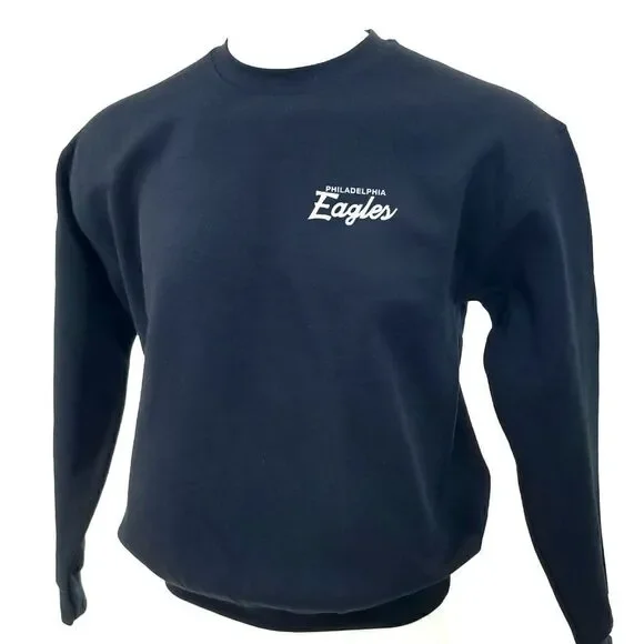 PHILADELPHIA EAGLES Double Script Logo BLACK Pullover Crewneck, Sweatshirt - Picture 3 of 5